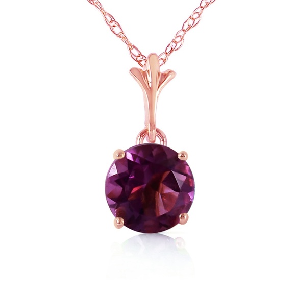 14K. SOLID GOLD NECKLACE WITH NATURAL AMETHYST